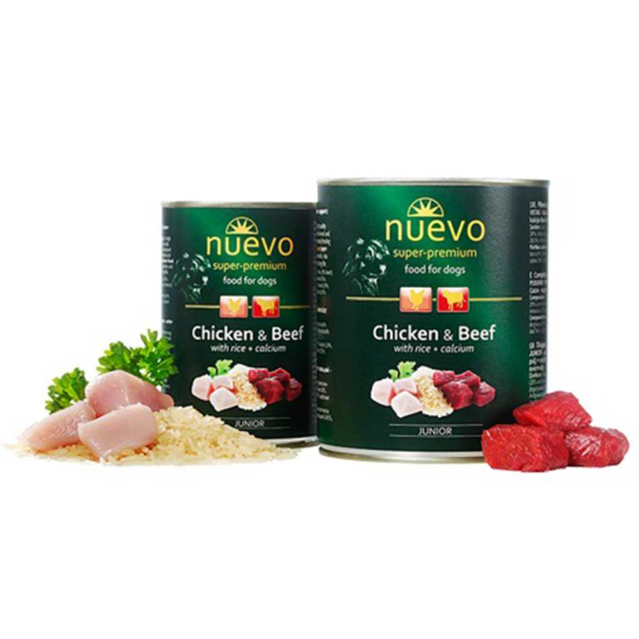 Nuevo Junior - консерви Нуево з куркою, яловичиною й рисом для щенят 800 г (95014)