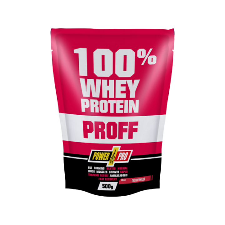Протеїн Power Pro 100 % WHEY PROTEIN PROFF, полуниця, 500 г (4820214004542)
