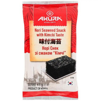 Нори снек со вкусом кимчи AKURA, 4,5 г (4820178464109) Нори снек со вкусом кимчи AKURA, 4,5 г (4820178464109)