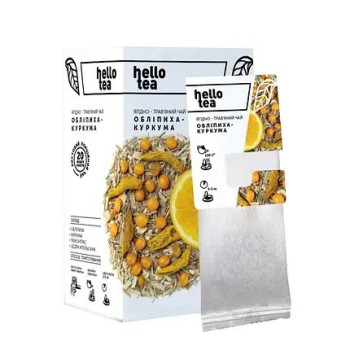 Чай натуральний Hello Tea Кукурма - Обліпиха 20шт/уп. (4820208950312) Чай натуральний Hello Tea Кукурма - Обліпиха 20шт/уп. (4820208950312)