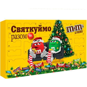 Набор подарочный M&M's&Friends Рождественский календарь, 463 г (4823053701122)