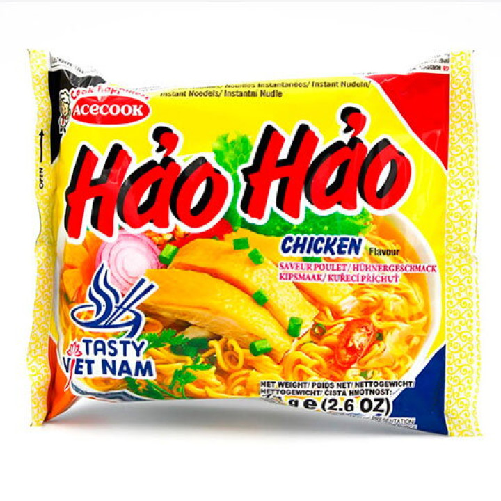 Лапша быстрого приготовления со вкусом курицы Hao Hao, 74г (187177)