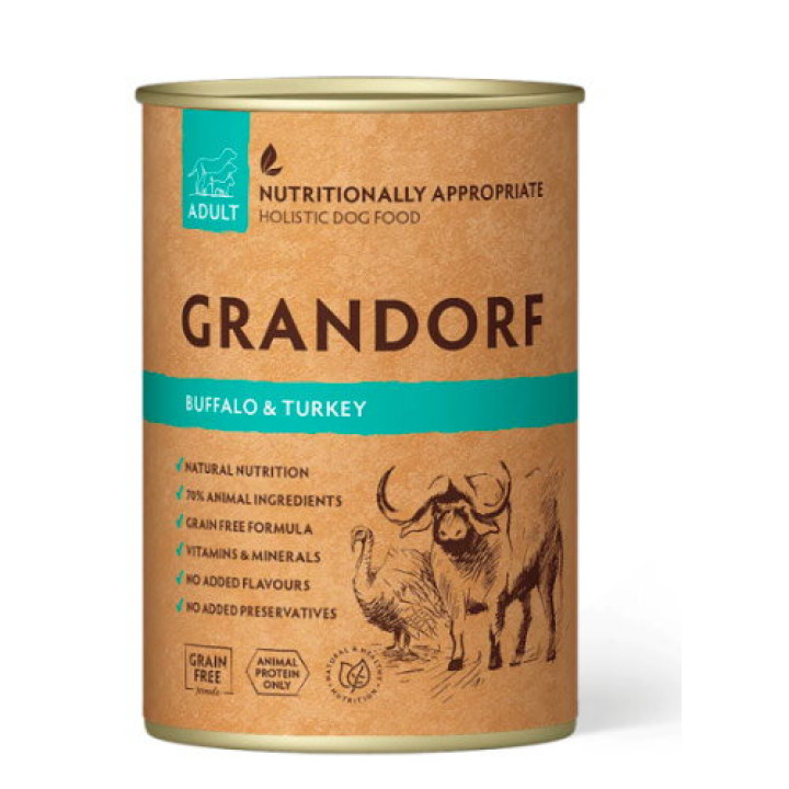 Вологий корм для собак Grandorf Dog Buffalo & Turkey Adult з м'ясом буйвола та індичкою, 400 г