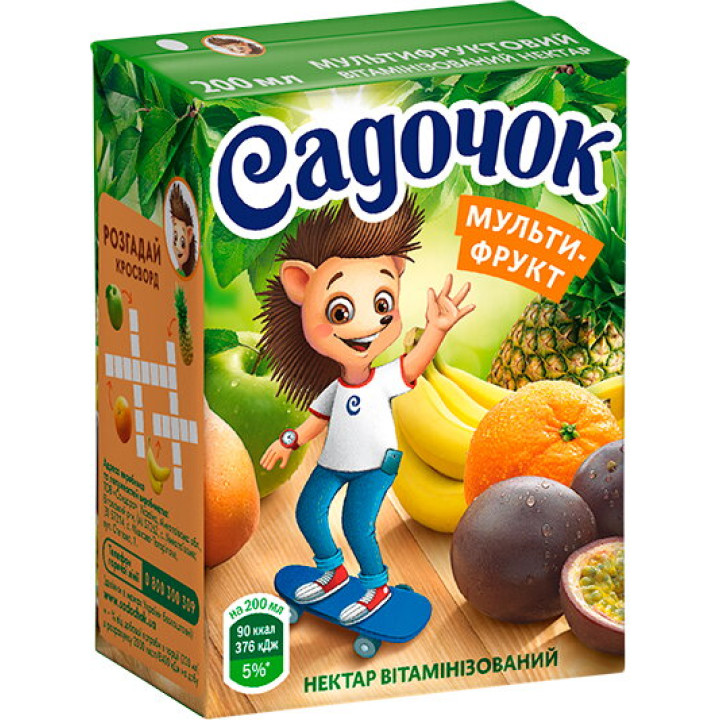 Нектар "Садочок" Мультифруктовий вітамінізований 200мл (4823063105255)