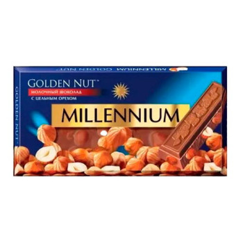 Шоколад Millennium Golden Nut молочный с лесными орехами, 100 г (4820005193059) Шоколад Millennium Golden Nut молочный с лесными орехами, 100 г (4820005193059)