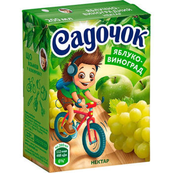 Нектар "Садочок" Яблочно-виноградный 200мл (4820001449525) Нектар "Садочок" Яблочно-виноградный 200мл (4820001449525)