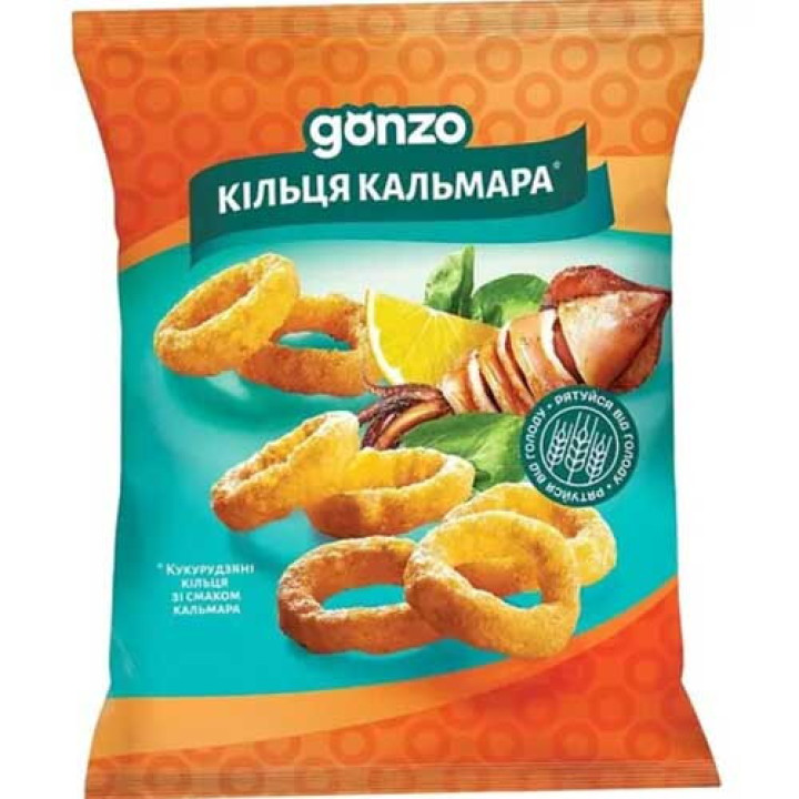 Кукурудзяні кільця Gonzo зі смаком кальмара 150г