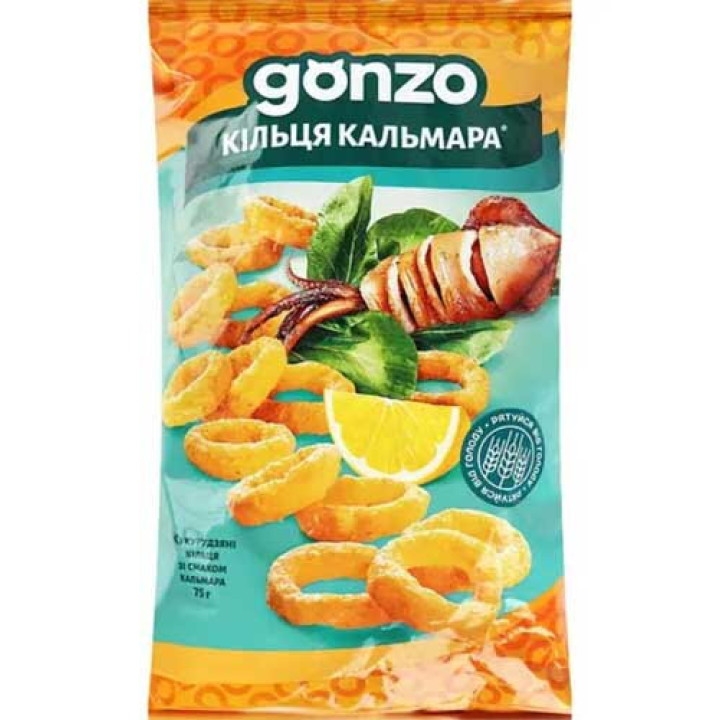 Кукурузные кольца Gonzo со вкусом кальмара 75г