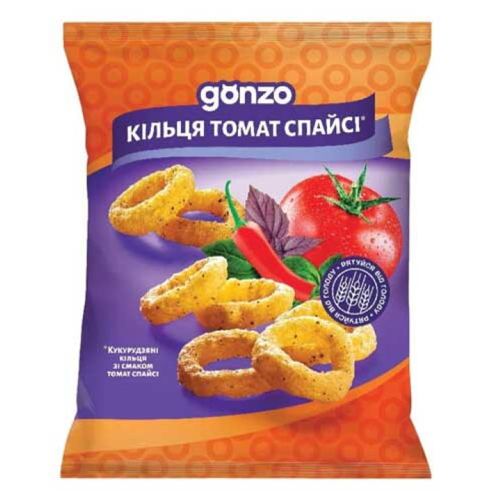 Кукурудзяні кільця Gonzo зі смаком томат спайсі 40г