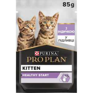 Влажный корм PRO PLAN Kitten Nutrisavour для котят, кусочки с индейкой в подливке 85 г