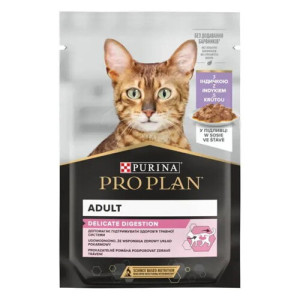 Влажный корм PRO PLAN Delicate Nutrisavour для кошек с чувствительным пищеварением с индейкой 85 г