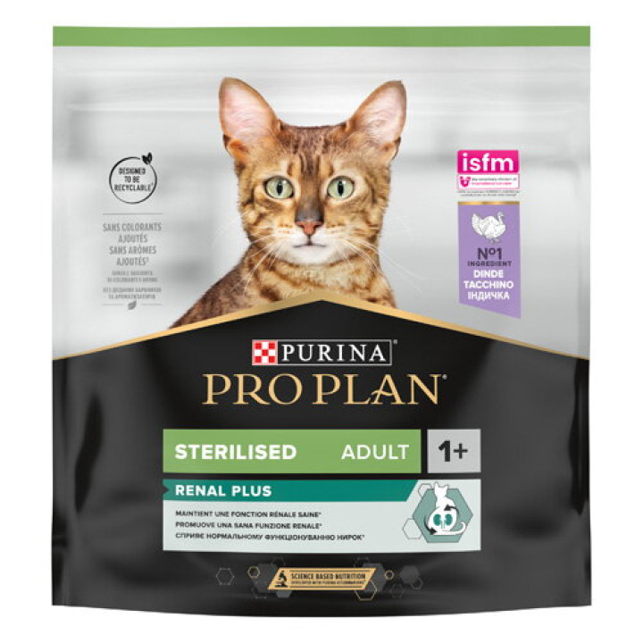 Сухий корм PRO PLAN Sterilised Adult 1+ Renal Plus для дорослих котів після стерилізації з індичкою 400 г