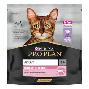 Сухой корм PRO PLAN Adult 1+ Delicate Digestion для взрослых кошек с чувствительной пищеварительной системой с индейкой 400 г