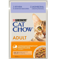 Cat Chow Adult - консерви Кет Чау з ягням і зеленою квасолею в желе для дорослих котів 85г 8445290476524