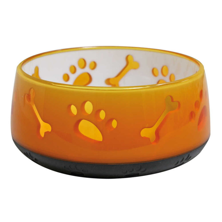 Миска CROCI Doggy, пластик, полупрозрачная, прорезиненное дно, оранжевая, 0,3л, 10см