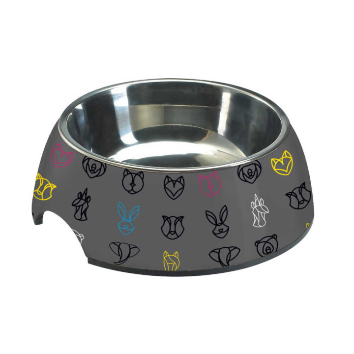 Миска CROCI MILAMINE GEOMETRICAL, нержавіюча, гумова основа, 0,80л, 24 см