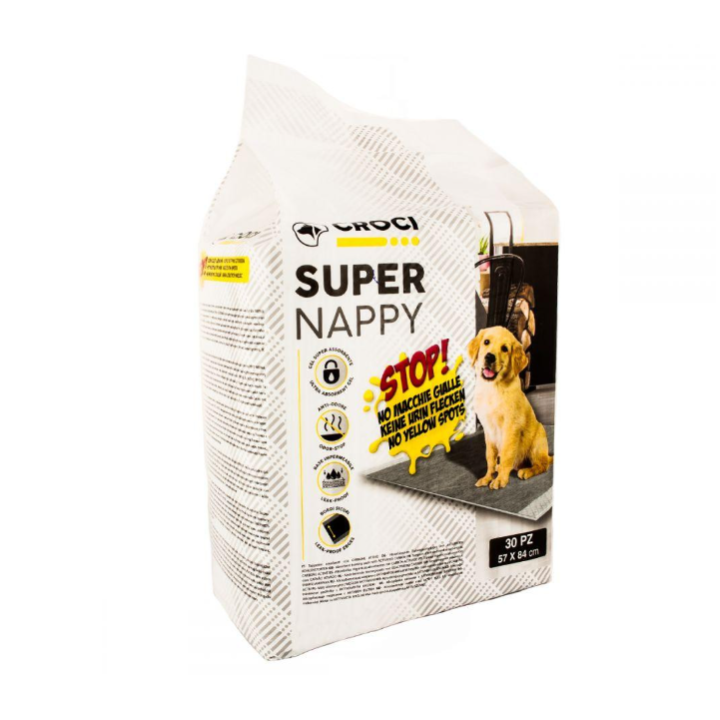 Croci Super Nappy - пелюшки Super Nappy з активованим вугіллям для собак 84х57 14 шт (8023222171718)