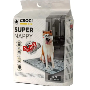 Croci Super Nappy - пелюшки Super Nappy у принт газета для собак 84х57 30 шт (8023222177222)