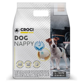 Підгузники для собак CROCI Dog Nappy, L, вага 6-10кг, обхват 34-48см, 10 шт/уп