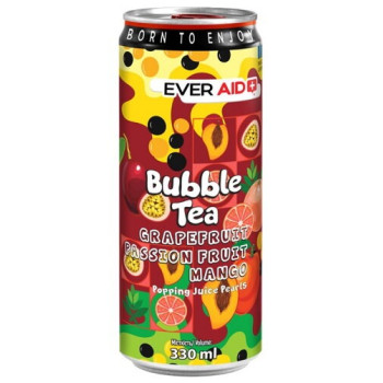 Напиток безалкогольный EVER AID Bubble Tea Grapefruit Passon Fruit Mango, ж/б, 0,33 л