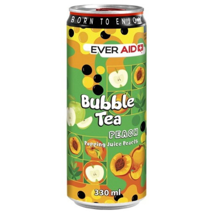 Напиток безалкогольный EVER AID Bubble Tea Peach, ж/б, 0,33 л