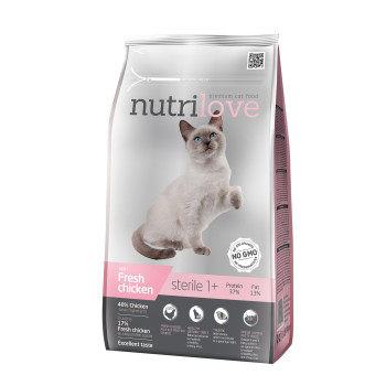 Сухий корм Nutrilove Sterile зі свіжою куркою 1,4кг (8595606402478)