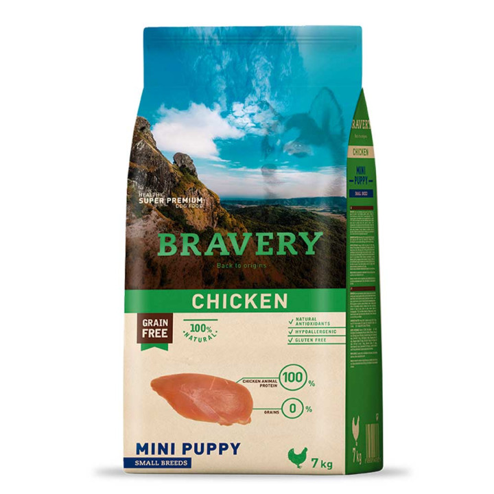 BRAVERY Chicken Mini Puppy - сухой корм для щенков мелких пород, с курицей, 7 кг (309)