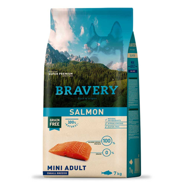 BRAVERY Salmon Mini Adult - сухой корм для взрослых собак мелких пород, с лососем, 7 кг