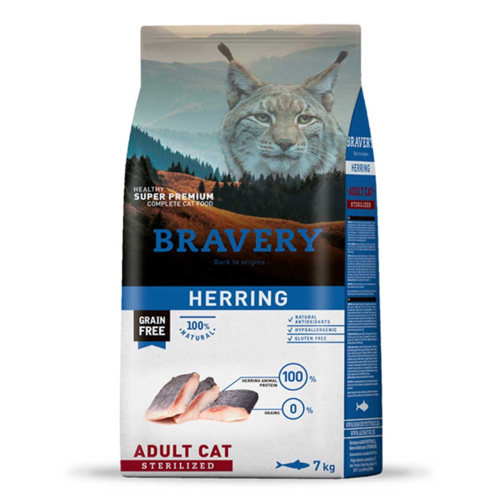 BRAVERY Herring Adult Cat Sterilized - сухой корм для взрослых котов стерилизованных, с сельдью, 7 кг