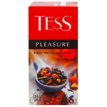 Чай черный Tess Рleasure с шиповником, яблоком, лепестками цветов и ароматом тропических фруктов 25х1,5 г Чай черный Tess Рleasure с шиповником, яблоком, лепестками цветов и ароматом тропических фруктов 25х1,5 г