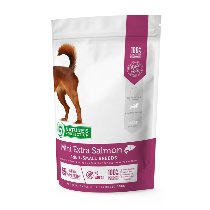 Сухой корм для взрослых собак малых пород с лососем Mini Extra Salmon Adult Small Breeds 500g