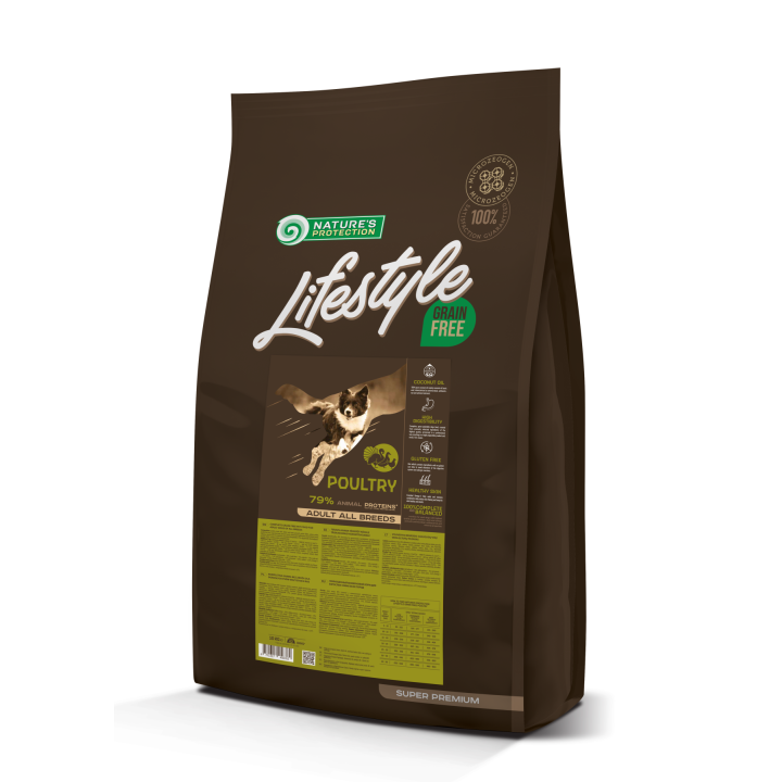 Сухой беззерновой корм с птицей для взрослых собак всех пород Lifestyle Grain Free Poultry Adult All Breeds 10кг