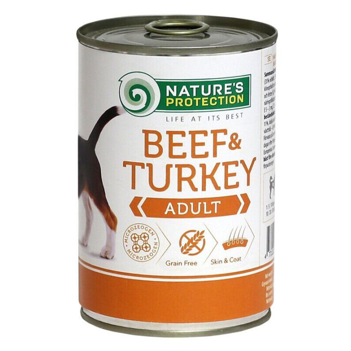 Влажный корм для взрослых собак всех пород с говядиной и индейкой Nature's Protection Adult Beef&Turkey 400г