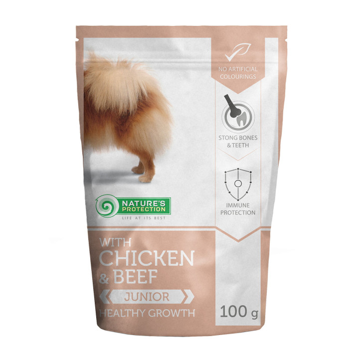Пауч для собак малых пород с курицей и говядиной, для юниоров Nature's Protection Healthy Growth 100г