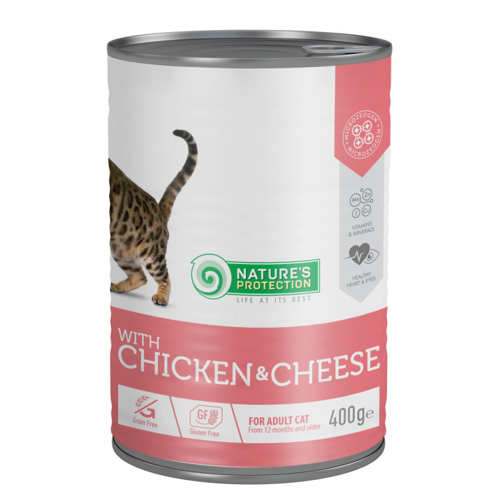 Влажный корм для взрослых кошек с курицей и сыром Nature's Protection with Сhicken & Сheese 400 г