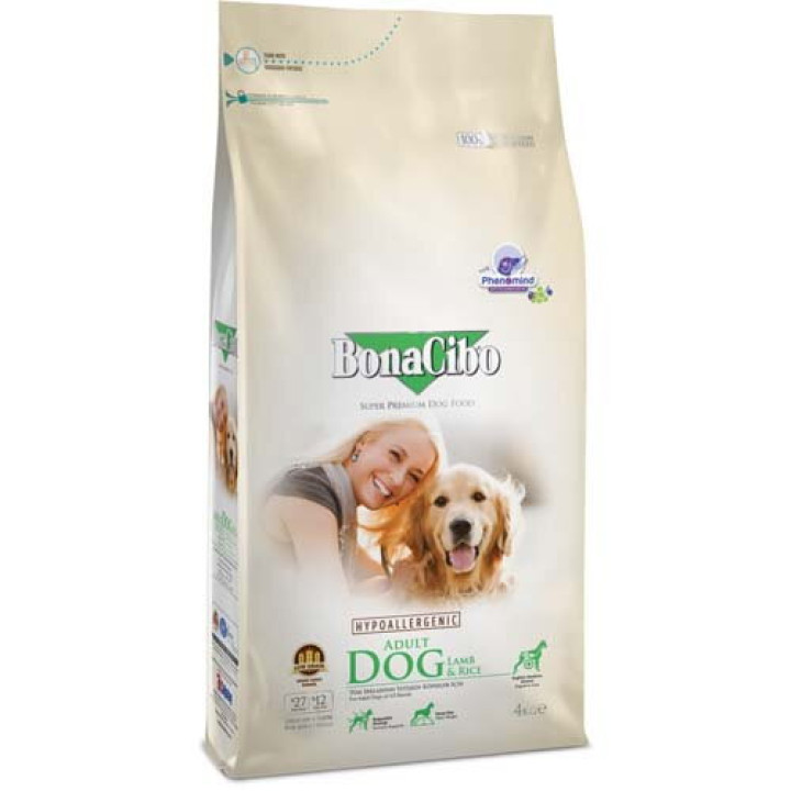 Сухий корм BonaCibo Adult Dog Lamb&Rice для дорослих собак всіх порід з ягням та рисом, 4 кг