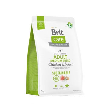 Brit Care Dog Sustainable Medium Breed - корм Бріт для собак середніх порід з куркою та комахами 3 кг (172176)