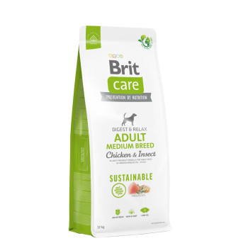 Brit Care Dog Sustainable Medium Breed - корм Бріт для собак середніх порід з куркою та комахами 12 кг (172177)