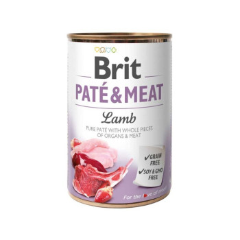 Brit Pate and Meat Lamb - корм Бріт шматочки ягняти й курки в паштеті для собак 400 г (100861/100077/0441)