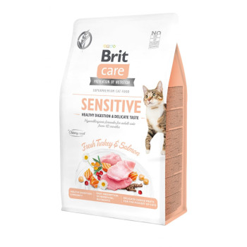 Brit Care Cat GF Sensitive HDigestion & Delicate Taste - корм Брит беззерновий для котів з чутливим травленням індичка та лосось 2 кг (171282/0709)