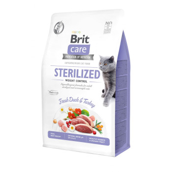 Brit Care Cat GF Sterilized Weight Control - корм Брит беззерновой для стерилизованных котов контроль веса утка и индейка 2 кг (171294/0792)