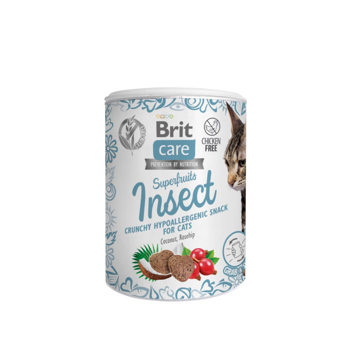 Лакомства для кошек Brit Care Cat Snack Superfruits Insect с насекомыми, 100 г