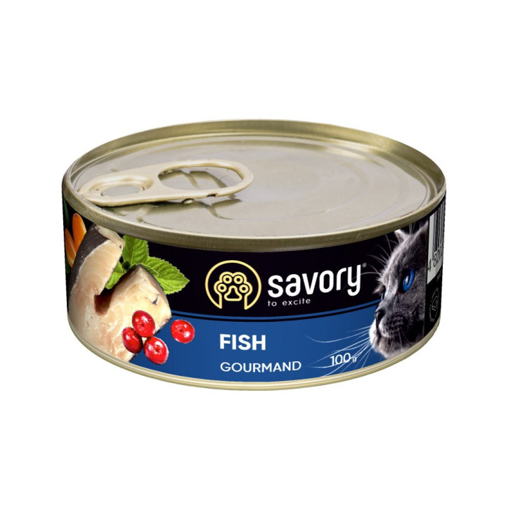 Savory Cat Can Adult Fish - консерви Сейворі для вибагливих котів з рибою 100 г (30631)