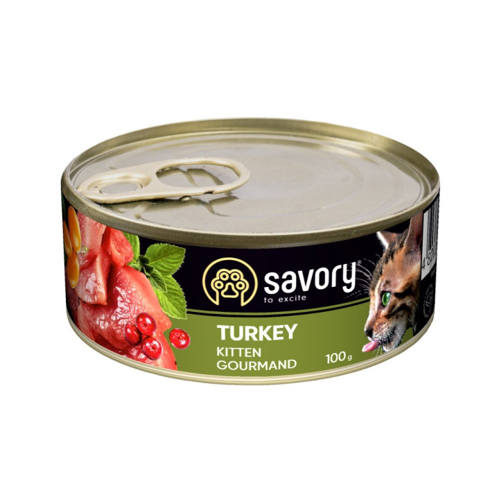 Savory Cat Can Kitten - консервы Сейвори для котят с индейкой 100 г (30679)