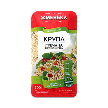 Крупа Жменька гречана необсмажена преміум м/у 900г Крупа Жменька гречана необсмажена преміум м/у 900г