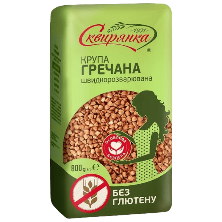 Крупа Сквирянка гречана ядриця швидкорозварювана (перший гатунок) БЕЗ ГЛЮТЕНУ фас. 0,8кг