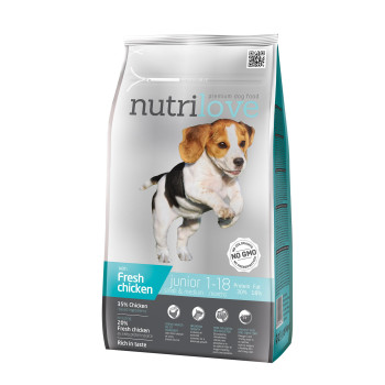 Сухий корм для цуценят Nutrilove Junior з куркою і рисом 1,6кг (8595606402270)