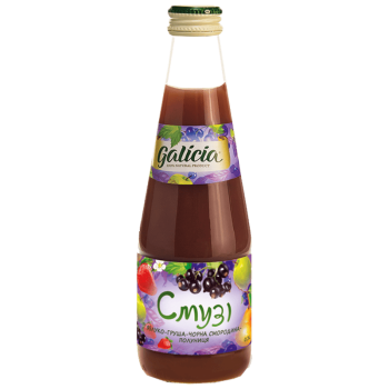 Сік Galicia із м'якоттю із суміші фруктів Смузі яблуко-груша-чорна смородина-полуниця 0,3л с/б Сік Galicia із м'якоттю із суміші фруктів Смузі яблуко-груша-чорна смородина-полуниця 0,3л с/б