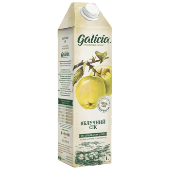 Сік Galicia яблучний неосвітлений пастеризований TGA 1л Сік Galicia яблучний неосвітлений пастеризований TGA 1л