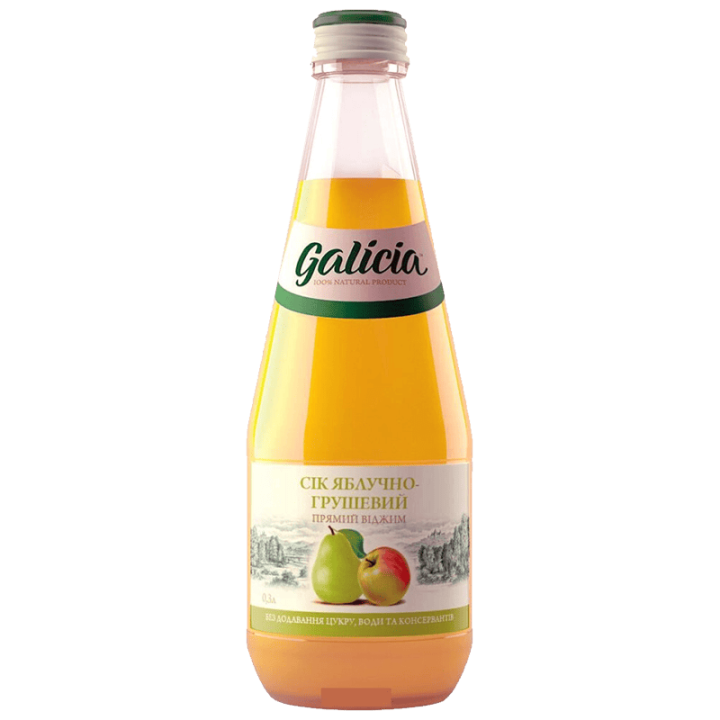 Сік Galicia яблучно-грушевий неосвітлений пастеризований 0,3л с/б